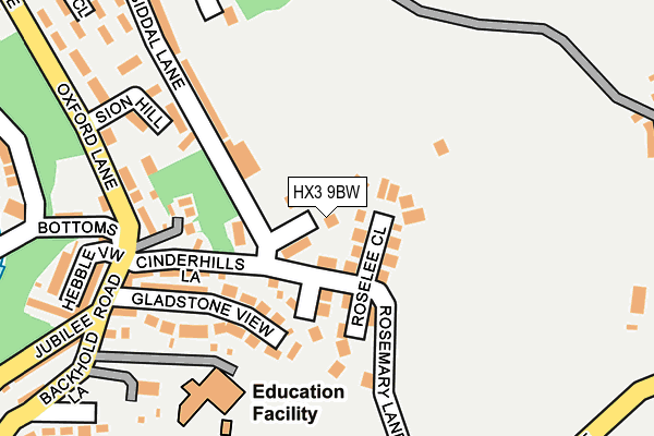 HX3 9BW map - OS OpenMap – Local (Ordnance Survey)