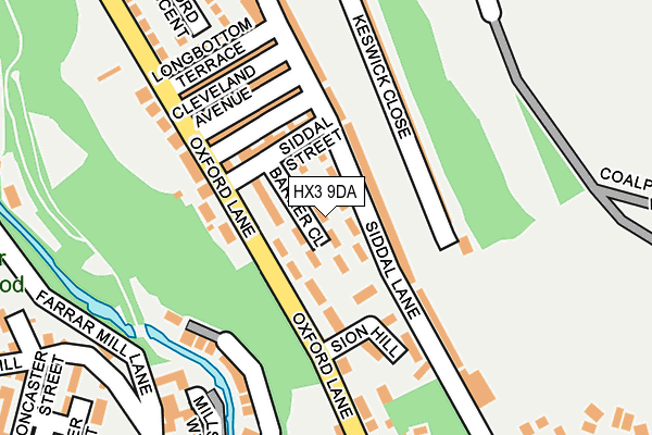 HX3 9DA map - OS OpenMap – Local (Ordnance Survey)