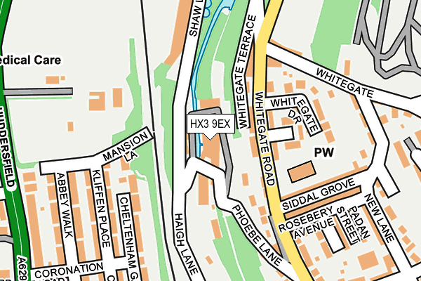 HX3 9EX map - OS OpenMap – Local (Ordnance Survey)