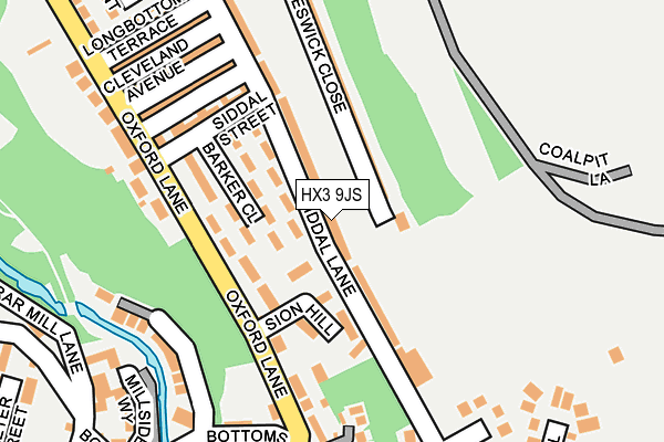 HX3 9JS map - OS OpenMap – Local (Ordnance Survey)