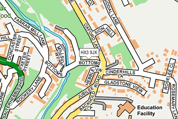 HX3 9JX map - OS OpenMap – Local (Ordnance Survey)