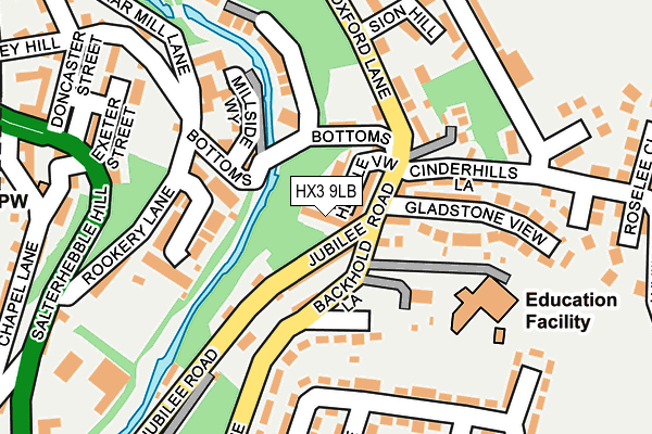 HX3 9LB map - OS OpenMap – Local (Ordnance Survey)