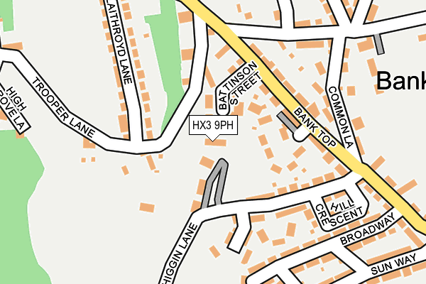 HX3 9PH map - OS OpenMap – Local (Ordnance Survey)