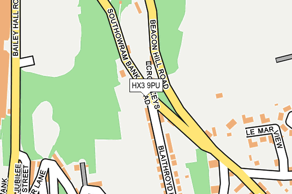 HX3 9PU map - OS OpenMap – Local (Ordnance Survey)