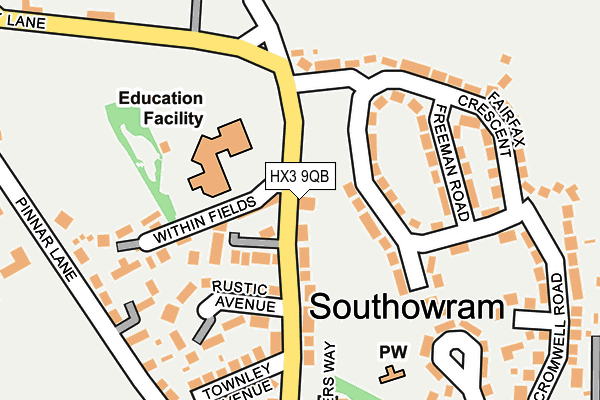 HX3 9QB map - OS OpenMap – Local (Ordnance Survey)