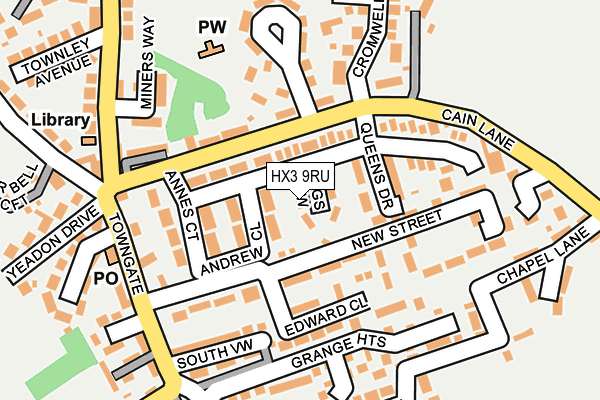 HX3 9RU map - OS OpenMap – Local (Ordnance Survey)