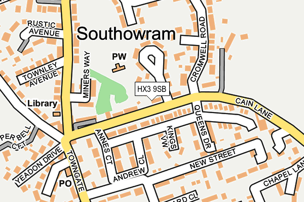 HX3 9SB map - OS OpenMap – Local (Ordnance Survey)