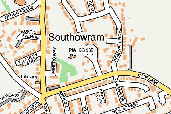 HX3 9SD map - OS OpenMap – Local (Ordnance Survey)