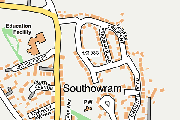 HX3 9SG map - OS OpenMap – Local (Ordnance Survey)