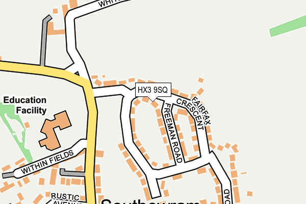 HX3 9SQ map - OS OpenMap – Local (Ordnance Survey)