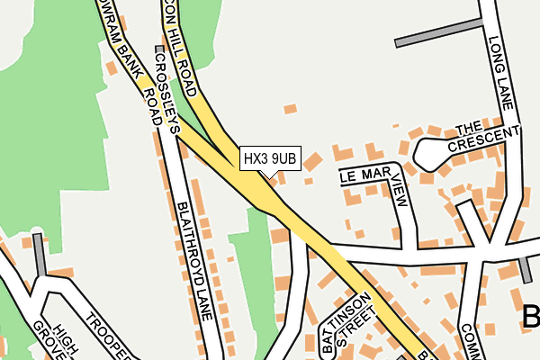 HX3 9UB map - OS OpenMap – Local (Ordnance Survey)