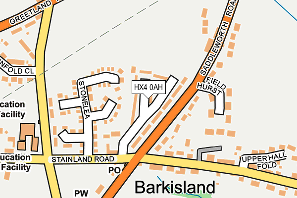 HX4 0AH map - OS OpenMap – Local (Ordnance Survey)