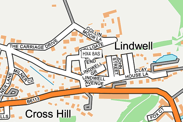 HX4 8AS map - OS OpenMap – Local (Ordnance Survey)