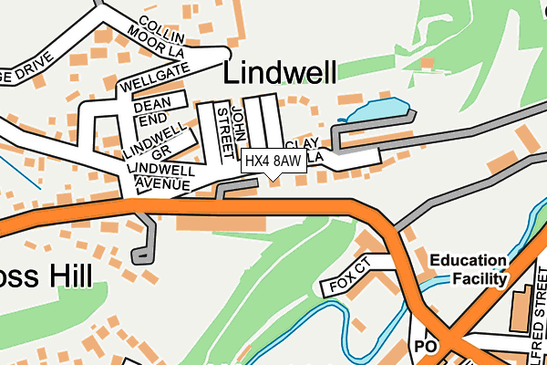 HX4 8AW map - OS OpenMap – Local (Ordnance Survey)