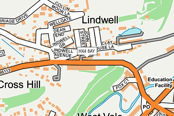 HX4 8AY map - OS OpenMap – Local (Ordnance Survey)