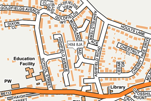 HX4 8JA map - OS OpenMap – Local (Ordnance Survey)