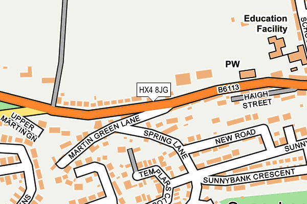 HX4 8JG map - OS OpenMap – Local (Ordnance Survey)