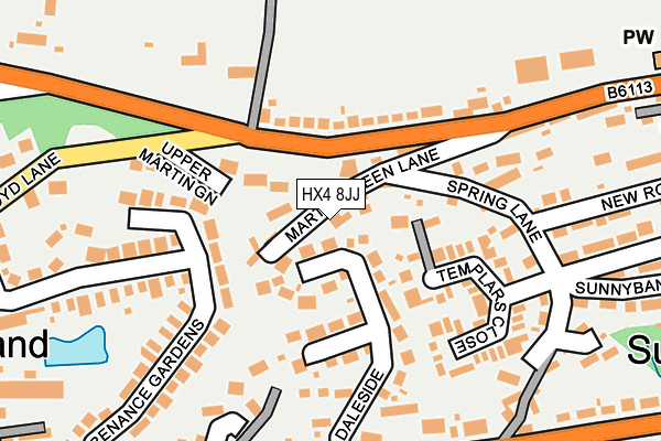 HX4 8JJ map - OS OpenMap – Local (Ordnance Survey)