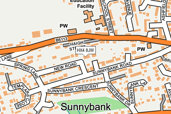 HX4 8JW map - OS OpenMap – Local (Ordnance Survey)