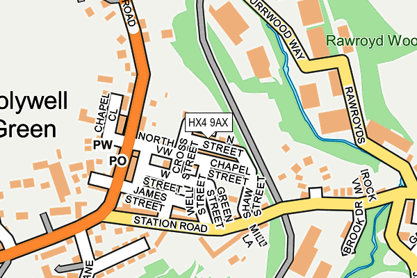 HX4 9AX map - OS OpenMap – Local (Ordnance Survey)