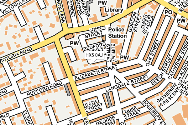 HX5 0AJ map - OS OpenMap – Local (Ordnance Survey)