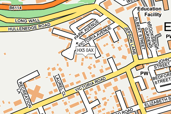 HX5 0AX map - OS OpenMap – Local (Ordnance Survey)