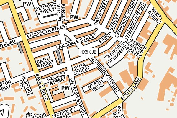 HX5 0JB map - OS OpenMap – Local (Ordnance Survey)