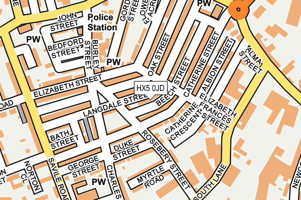 HX5 0JD map - OS OpenMap – Local (Ordnance Survey)