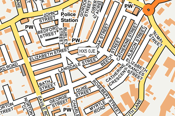 HX5 0JE map - OS OpenMap – Local (Ordnance Survey)