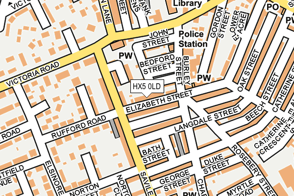 HX5 0LD map - OS OpenMap – Local (Ordnance Survey)
