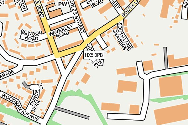HX5 0PB map - OS OpenMap – Local (Ordnance Survey)