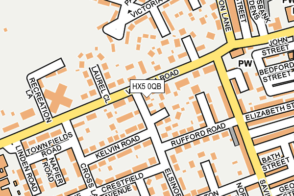 HX5 0QB map - OS OpenMap – Local (Ordnance Survey)