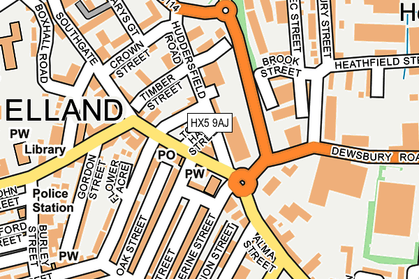 HX5 9AJ map - OS OpenMap – Local (Ordnance Survey)