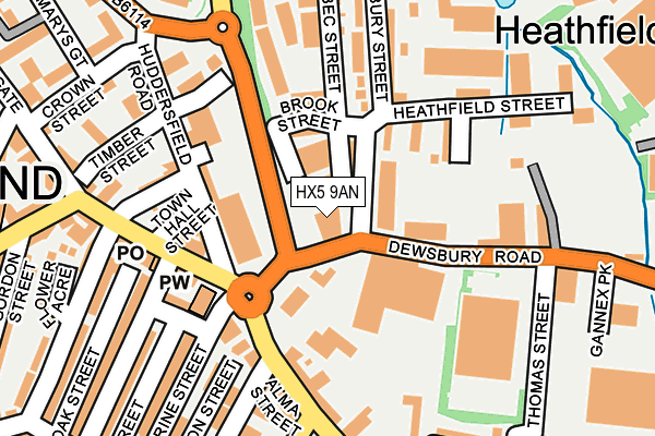 HX5 9AN map - OS OpenMap – Local (Ordnance Survey)