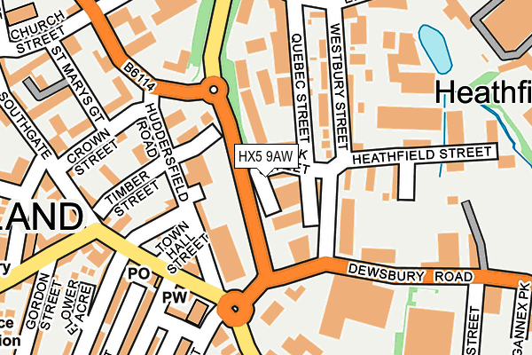 HX5 9AW map - OS OpenMap – Local (Ordnance Survey)