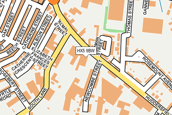 HX5 9BW map - OS OpenMap – Local (Ordnance Survey)