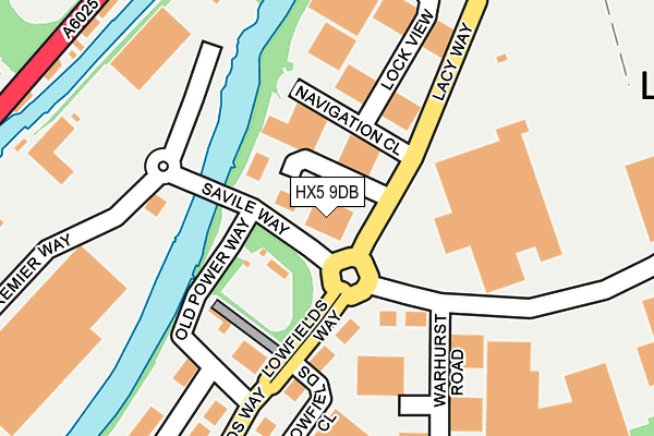 HX5 9DB map - OS OpenMap – Local (Ordnance Survey)