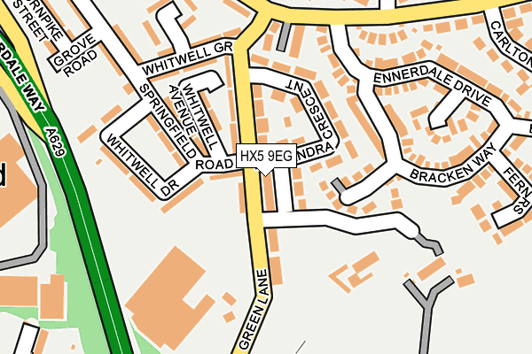 HX5 9EG map - OS OpenMap – Local (Ordnance Survey)