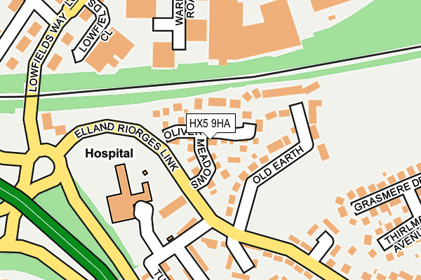 HX5 9HA map - OS OpenMap – Local (Ordnance Survey)