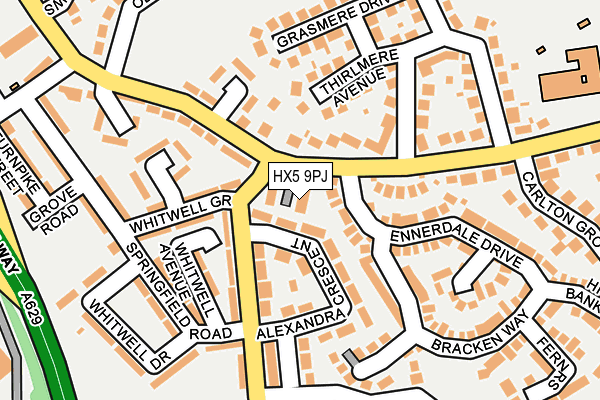 HX5 9PJ map - OS OpenMap – Local (Ordnance Survey)