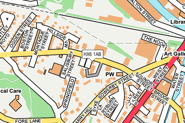 HX6 1AB map - OS OpenMap – Local (Ordnance Survey)