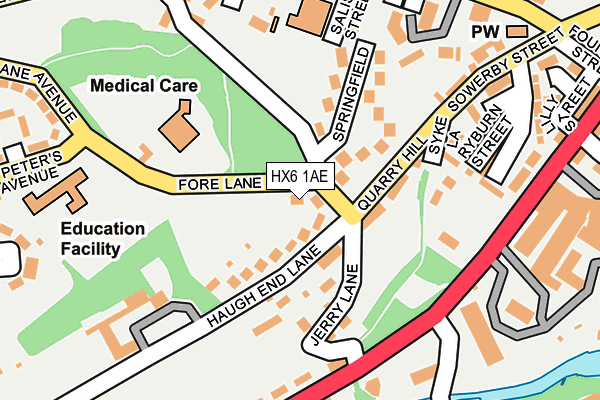 HX6 1AE map - OS OpenMap – Local (Ordnance Survey)