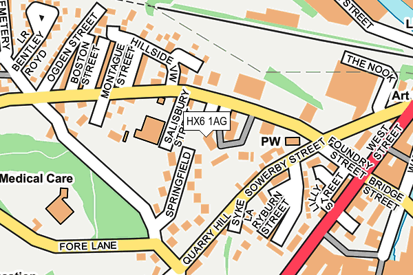 HX6 1AG map - OS OpenMap – Local (Ordnance Survey)