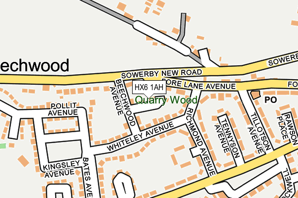 HX6 1AH map - OS OpenMap – Local (Ordnance Survey)