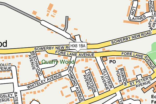 HX6 1BA map - OS OpenMap – Local (Ordnance Survey)