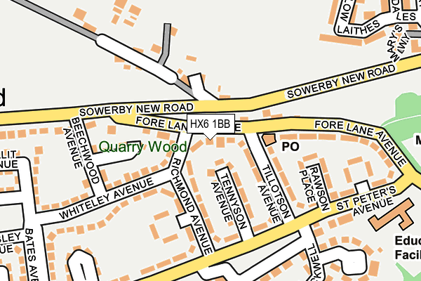 HX6 1BB map - OS OpenMap – Local (Ordnance Survey)