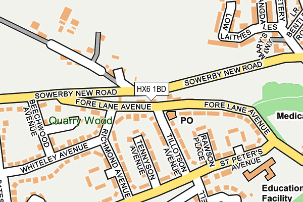 HX6 1BD map - OS OpenMap – Local (Ordnance Survey)