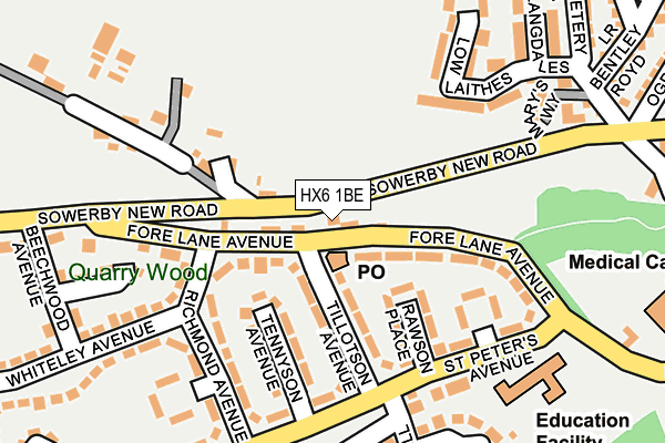 HX6 1BE map - OS OpenMap – Local (Ordnance Survey)