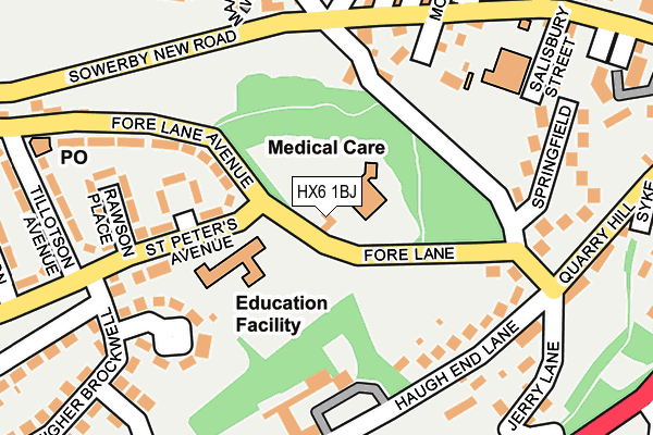 HX6 1BJ map - OS OpenMap – Local (Ordnance Survey)