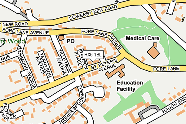 HX6 1BL map - OS OpenMap – Local (Ordnance Survey)